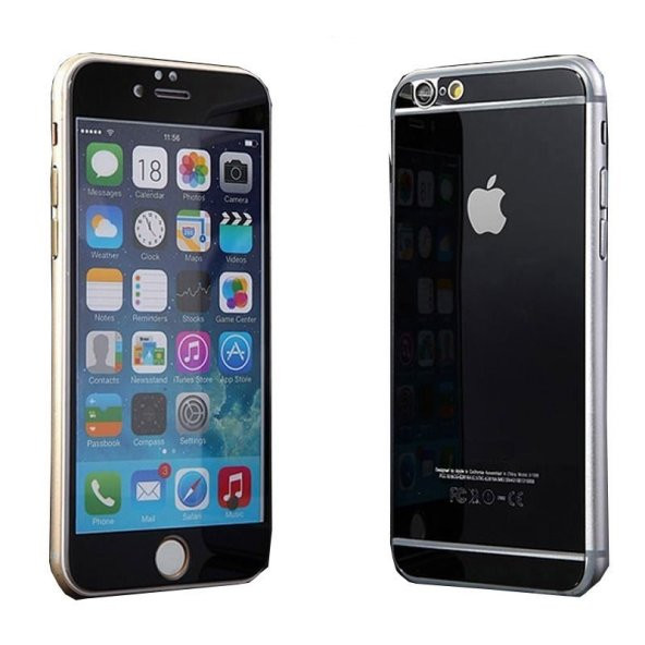 iPhone 6 Plus Renkli Cam Ön + Arka Ekran Koruyucu Siyah
