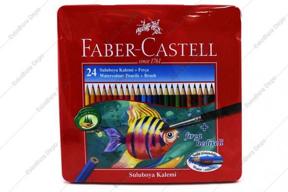 Faber-Castell Sulu Boya Kalemi 24 Renk + Fırça Metal Kutu