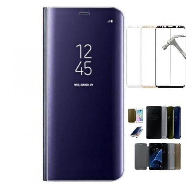 Samsung Galaxy S8  Aynalı Clear View ( Barkodlu ) + Tam Kapatan Cam