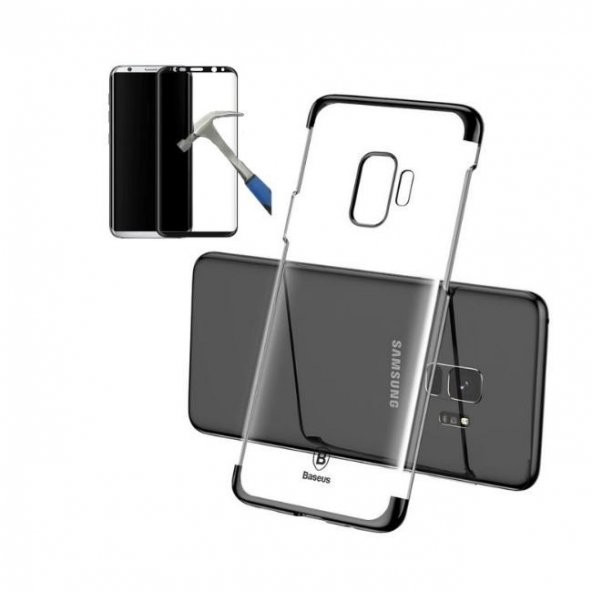 Baseus Samsung Galaxy S9 Kılıf Glitter Sert Kapak  + Tam Kapatan Cam