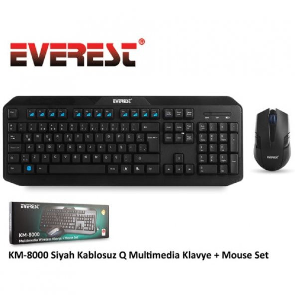 Everest KM-8000 Kablosuz Klavye Set Siyah