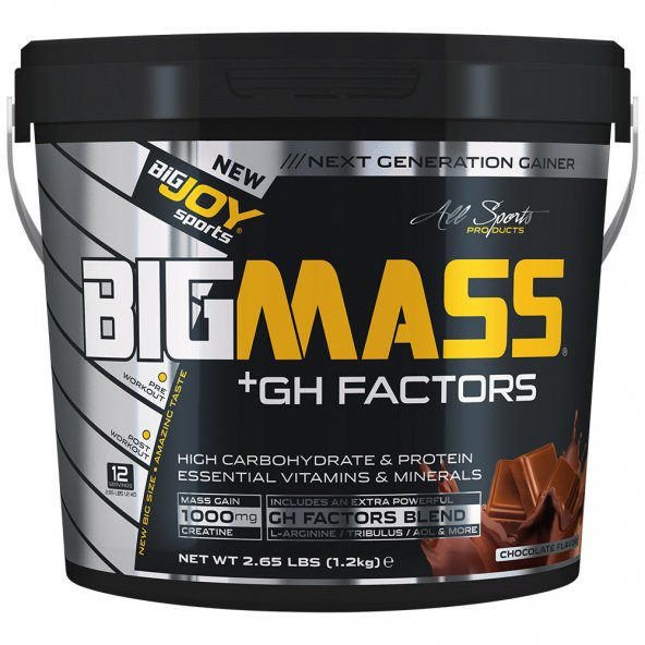 Bigjoy Bigmass Gh Factors Karbonhidrat Tozu 1200 gram 12 Servis 2 Aromalı