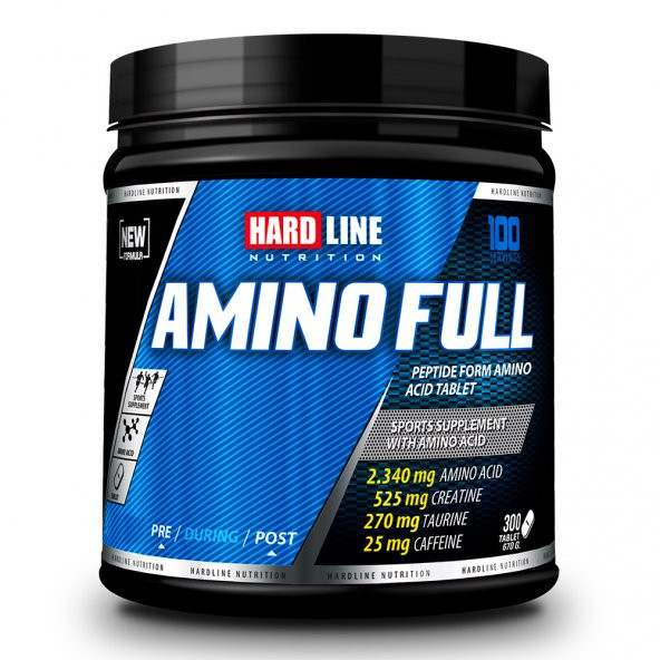 Hardline Nutrition Amino Full 300 Tablet 100 Servis Amino Asit