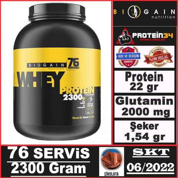 Biogain Nutrition Whey Protein Tozu 2300 Gr 76 Servis Bol Hediye - 2