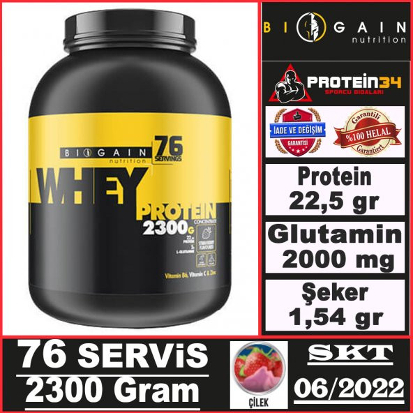 Biogain Nutrition Whey Protein Tozu 2300 Gr 76 Servis Bol Hediye - 3