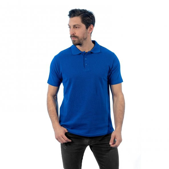 Polo Yaka Tişört, Saks Mavi -136E541- T-shirt,Tshirt, Kısa Kollu