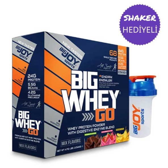 BigJoy BigWhey Go Serisi Protein Tozu 68 Tekli Paket Big joy Sports 3 Aromalı Bol Hediyeli