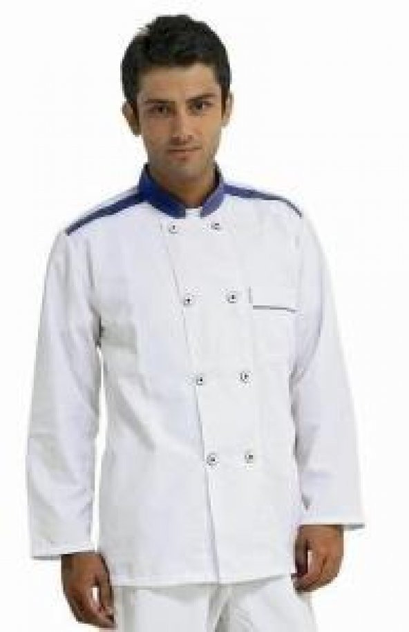 Aşçı Şef Ceketi Restorant Mutfak İş Elbiseleri Yaka ve Omuzu Mor