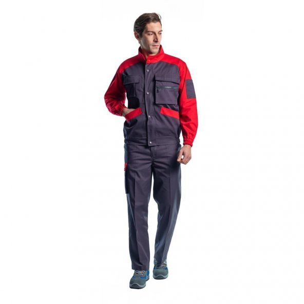 Şensel, Mont Takım, Gri-Kırmızı -90E231- İş Takımı-İş Elbisesi