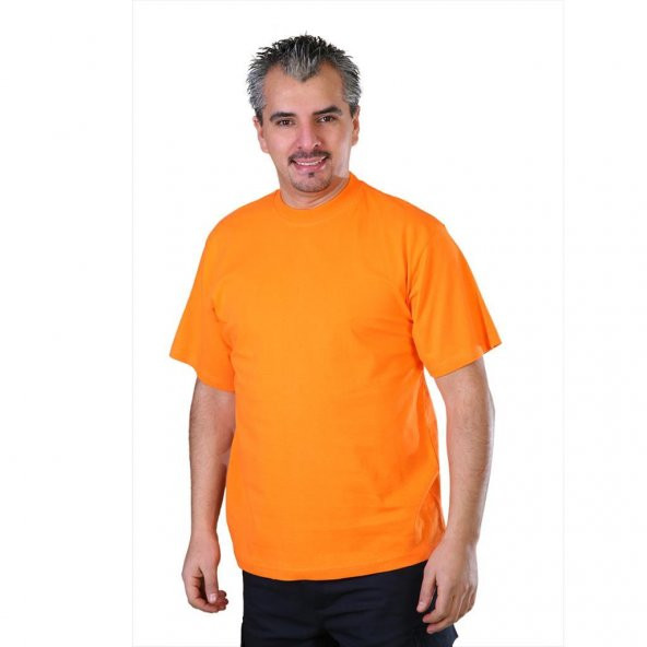 Sıfır Yaka Tişört, Turuncu -112E1005- Bisiklet Yaka T-shirt