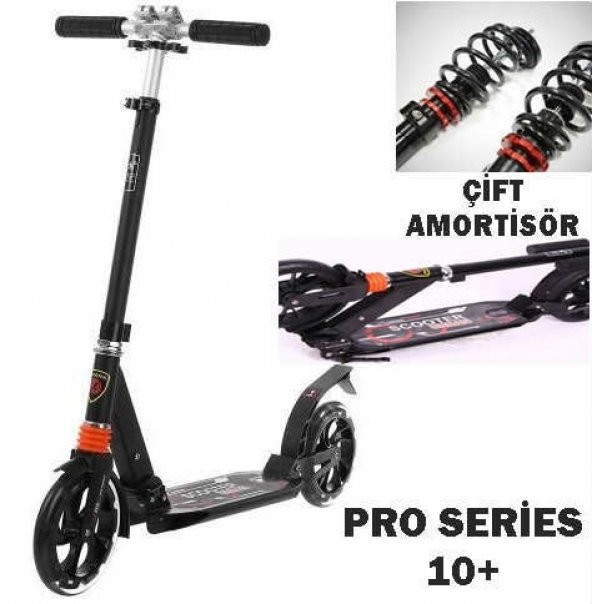 Urban LUX, Büyük Boy Teker (20cm) Çift Amortisör, Katlanır, Çelik Yetişkin Scooterı (100 Kg) - 1