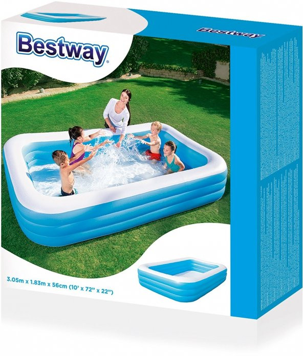 Bestway Jumbo Boy Deluxe Dikdörtgen Şişme Aile Havuzu -54009 - 5