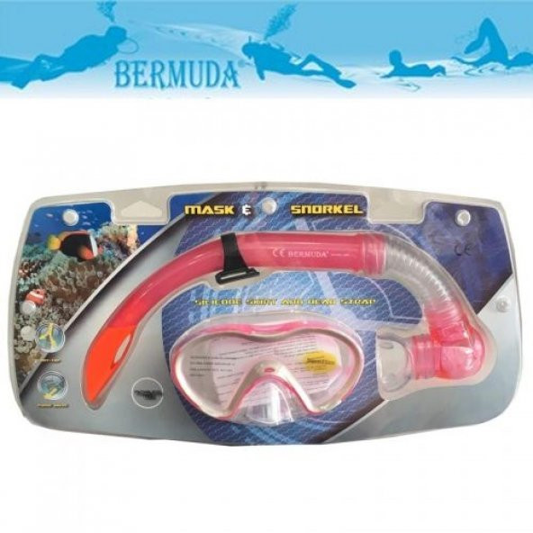 Bermuda Şnorkel Maske Pembe 2349 Pro Tempered