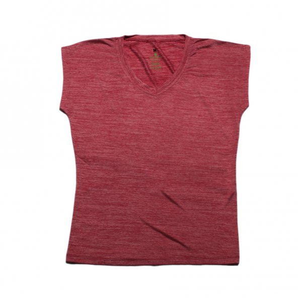 Kadın Basic Kırmızı V Yaka Tişört