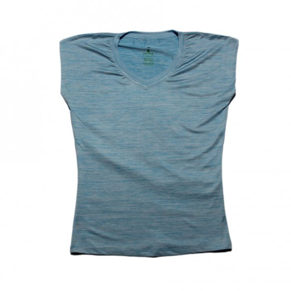 Kadın Basic Mavi V Yaka Tişört