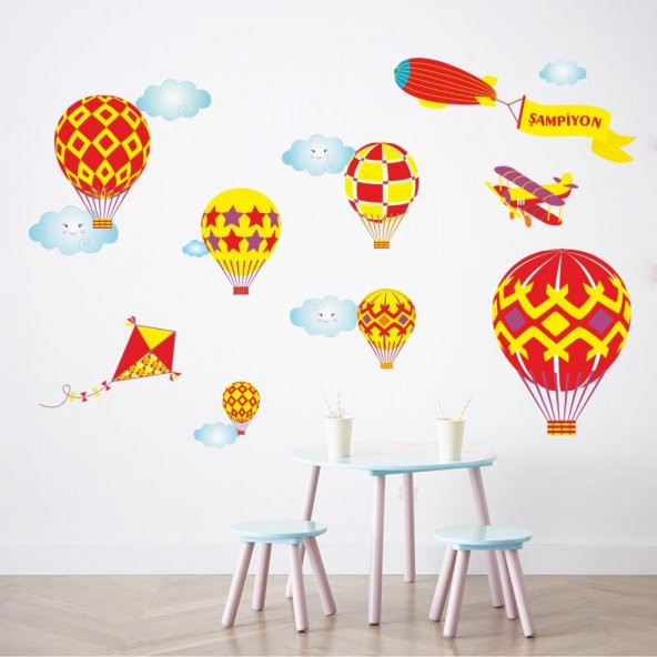 Dekor Loft Şampiyon Uçan Balonlar Çocuk Odası Duvar Sticker CS-62