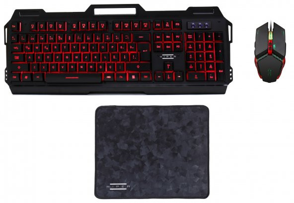 HIPER KRATOS V20 Gaming Klavye/Mouse/Mouse Pad SET Mekanik Hisli Metal Kasa 3200DPI Programlanabilir
