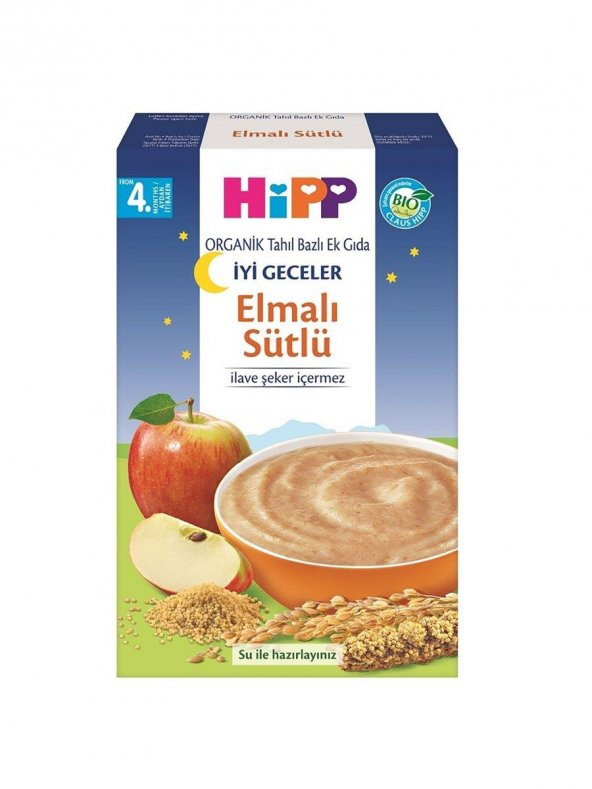 Hipp Organik İyi Geceler Elmalı Sütlü Kaşık Maması 250 Gr SKT: 05/2021