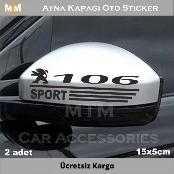 Peugeot 106 Ayna Oto Sticker (2 Adet)