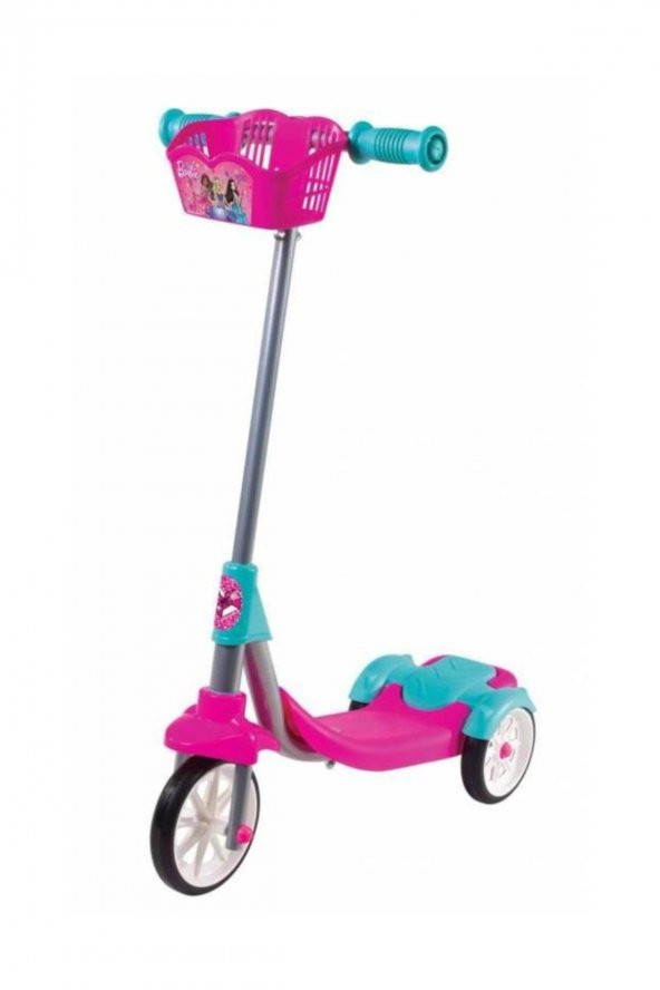Barbie 3 Tekerlekli Çocuk Scooter Frenli Sepetli Kız Modeli