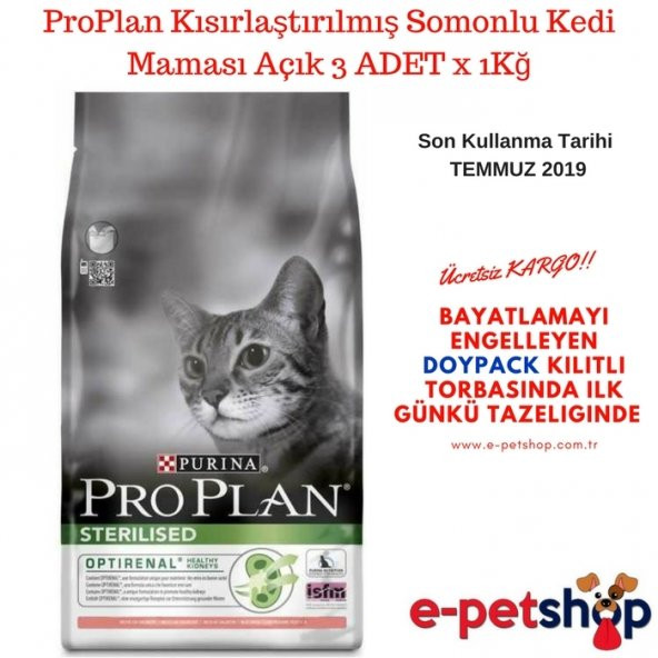 Pro Plan Somonlu Kısırlaştırılmış Kedi Maması Açık 1Kg X 3 Ad 3kg