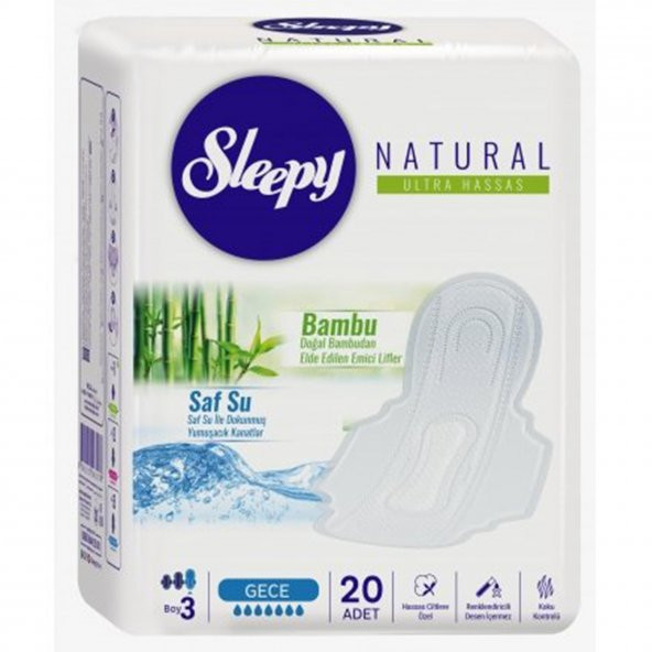 Sleepy Natural Ultra Hassas Gece 20li Bambu Kadın Pedi