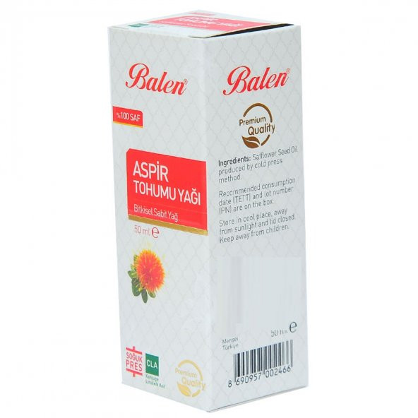 Balen Aspir Tohumu Yağı Soğuk Pres 50 ML Cam Şişe - 3