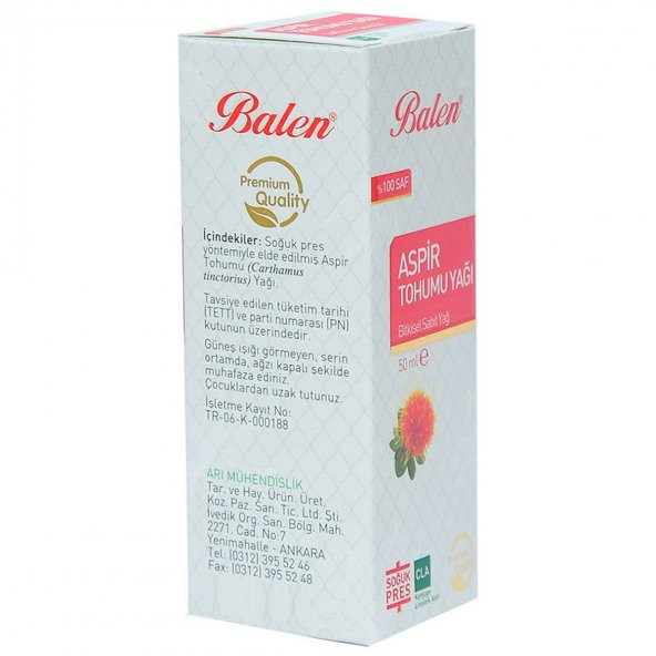 Balen Aspir Tohumu Yağı Soğuk Pres 50 ML Cam Şişe - 6