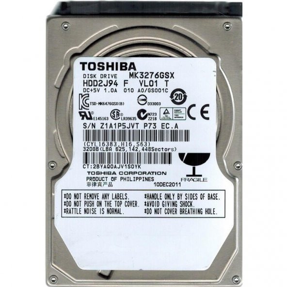 Toshiba 320 GB 2,5 " 5400 RPM Notebook Harddisk