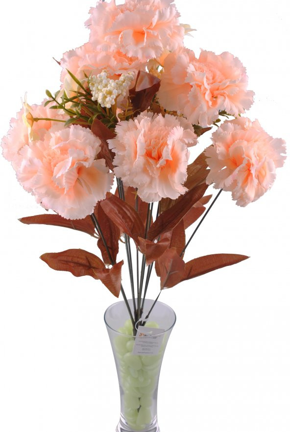 11 Dallı 50 cm Karanfil Yapay Çiçek Somon-CK002SN