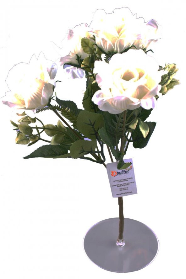 5 Dallı 28 cm Gül Yapay Çiçek  Beyaz-CK010BZ