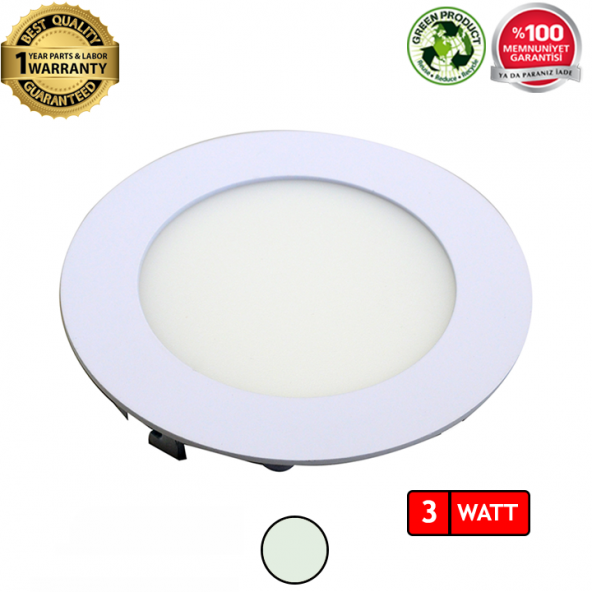 3W Yuvarlak Sıva Altı Flat LED Panel Armatür Beyaz
