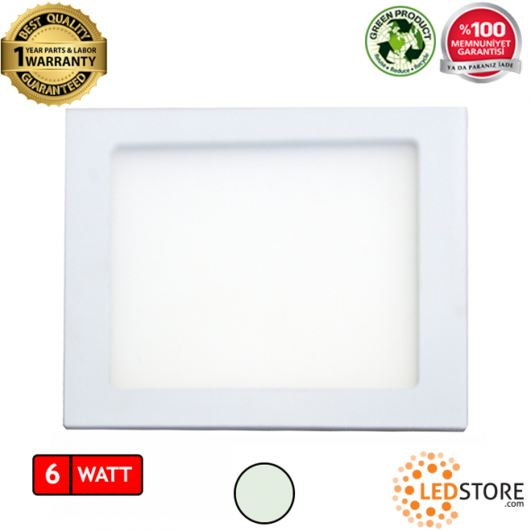 6W Kare Sıva Altı Flat LED Panel Armatür Beyaz