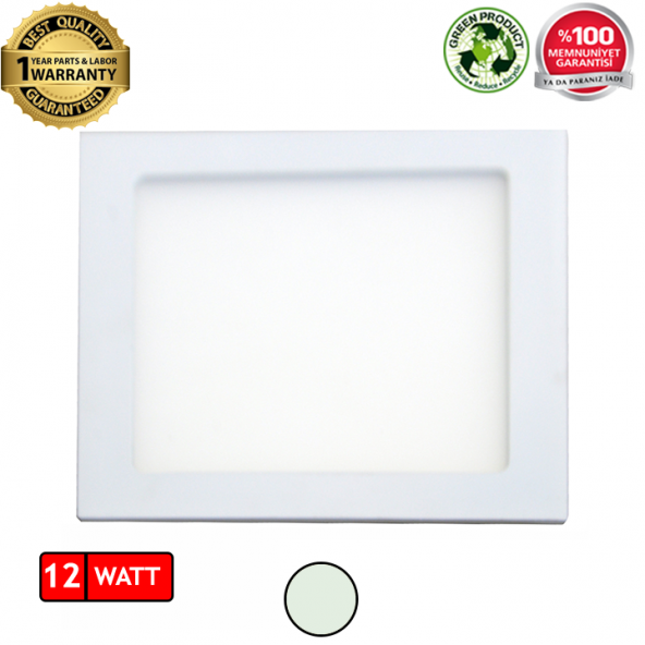 12W Kare Sıva Altı Flat LED Panel Armatür Beyaz