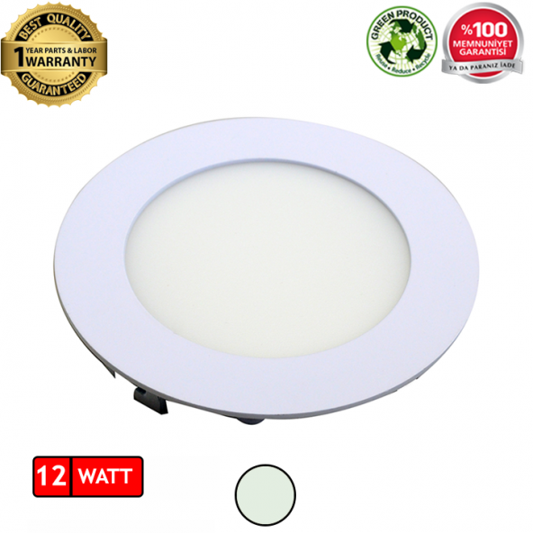 12W Yuvarlak Sıva Altı Flat LED Panel Armatür Beyaz