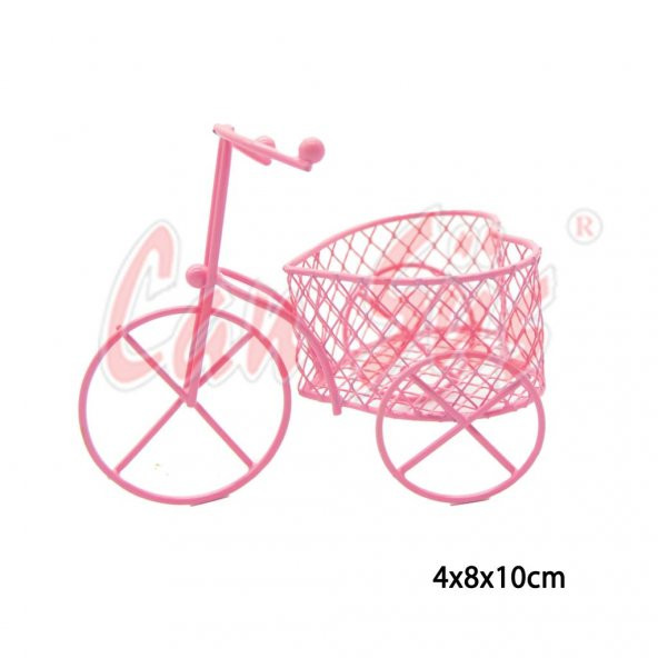 10lu Kalp Sepetli Metal Tel Bisiklet Pembe 10cm