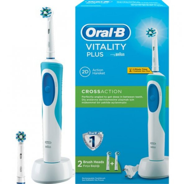 Oral-B Vitality Şarj Edilebilir Diş Fırçası Cross Action + 1 Yede