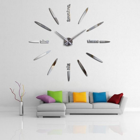 3D BÜYÜK DUVAR SAATİ FARKLI TASARIM ZENGİN GÖRÜNÜM OFİS EV DEV SA - 2