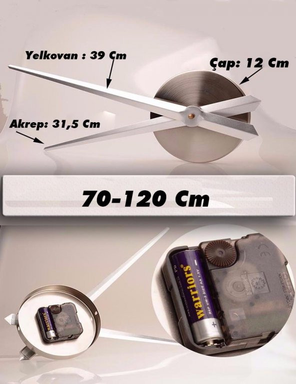 3D BÜYÜK DUVAR SAATİ FARKLI TASARIM ZENGİN GÖRÜNÜM OFİS EV DEV SA - 4