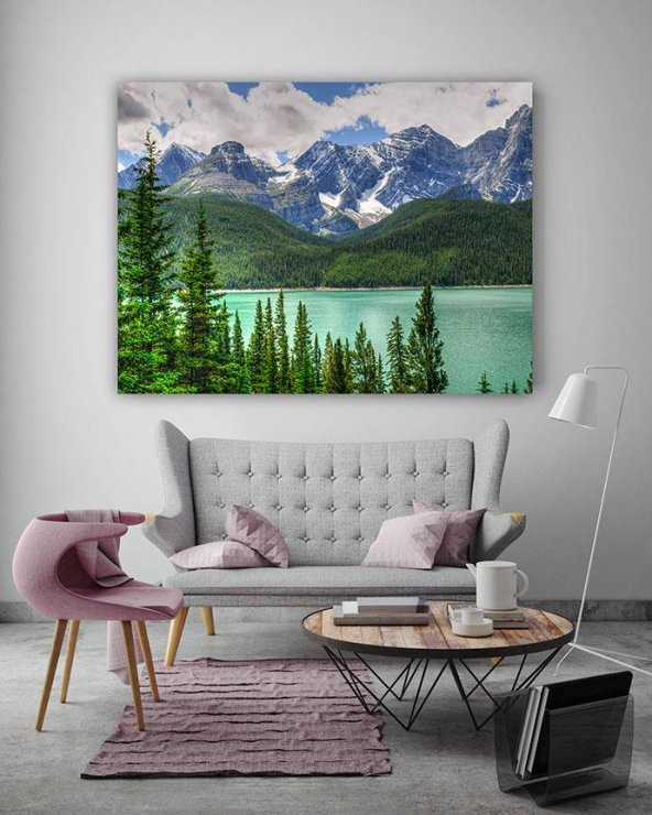 Yeşil Göl Manzarası Kanvas Tablo - 2