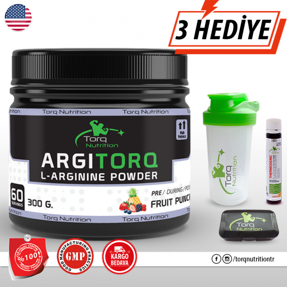 ARGITORQ | L-Arginine Powder 300 gr. 60 Servis Meyve Aromalı