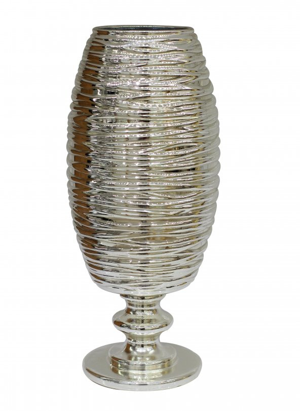 Cam Dekoratif Gümüş Renk Vazo (34x12)cm