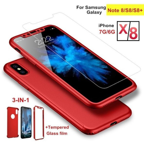 iPhone X XS Kılıf 360 Derece Tam Koruma Full Body Kırılmaz Camlı - 3
