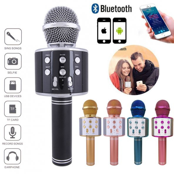 Sihirli Karaoke Bluetooth Mikrofon Sd Card Mikrofonu