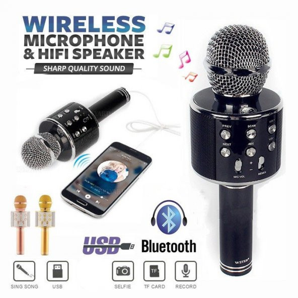 Sihirli Karaoke Bluetooth Mikrofon Sd Card Mikrofonu - 11