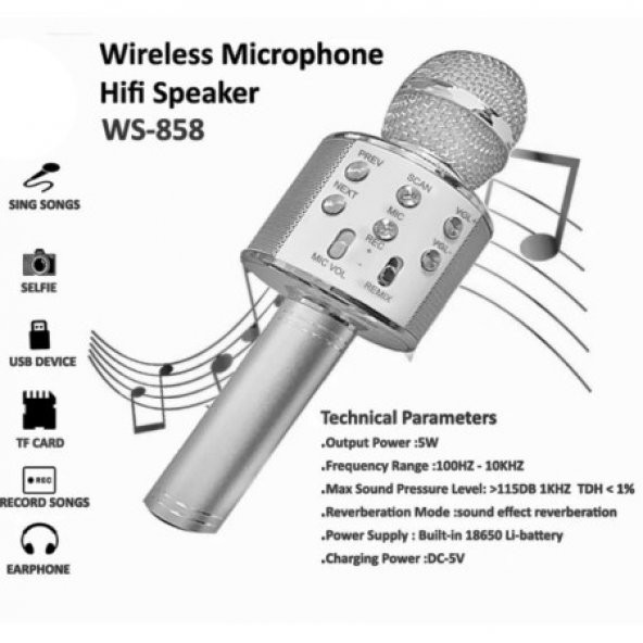 Sihirli Karaoke Mikrofon Bluetooth Sd Card Mikrofonu - 9