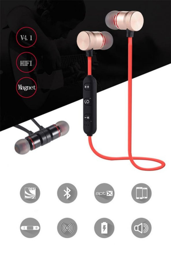 Ios Android Sport Mıknatıslı Kablosuz Bluetooth Kulaklık Stereo - 4