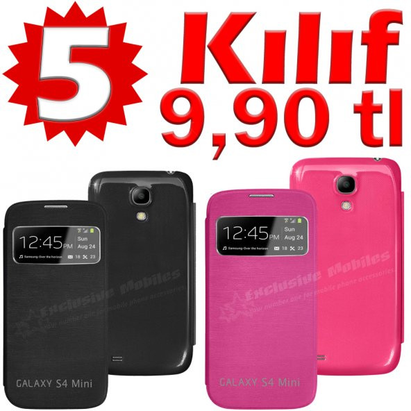 SAMSUNG Galaxy S4 Mini Kılıf Flip Cover Sleep Modlu