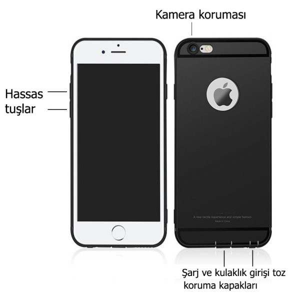 iPhone 8 Kılıf Tıpalı Şarj Giriş Tıpası Kamera Korumalı - 2