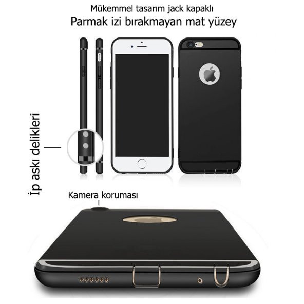 iPhone 8 Kılıf Tıpalı Şarj Giriş Tıpası Kamera Korumalı - 3